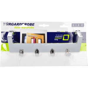 Siro Türgarderobe aus Metall, Chrom glänzend, mit 4 Haken und einer Länge von 255 mm.