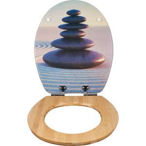 baliv WC-Sitz Holena mit Steine am Strand Motiv und Holzkern.
