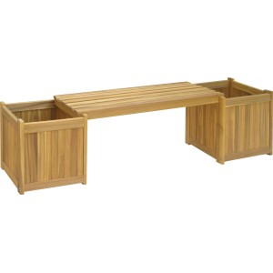 Gartenbank Fairbanks aus Akazie mit Pflanzkästen, 2-Sitzer, Holzbank für den Garten.