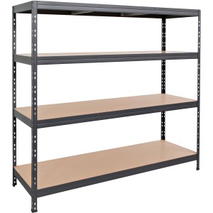 Ar Shelving Schwerlastregal Rivet XXL, 180x200x60 cm, anthrazit, mit 4 Böden.