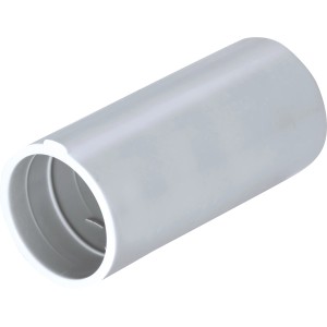 Helle, graue Muffe EN25 für die Verbindung von Isolierrohren.