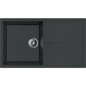 Miló Einbauspüle Adore 86 in Lava-Anthrazit, Granitspüle mit Abtropffläche.