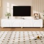 okwish TV-Schrank Lowboard mit Bogenrelief 4 Türen Metallfüße Wohnzimmer 180x35x40cm Weiß_2
