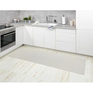 Beige Wenko Badematte (65x200 cm) aus Kunststoff im Küchenambiente.