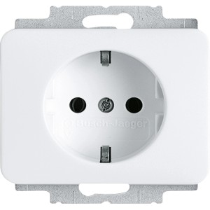 Busch-Jaeger Steckdose Studioweiß mit Kindersicherung Alpha Nea.
