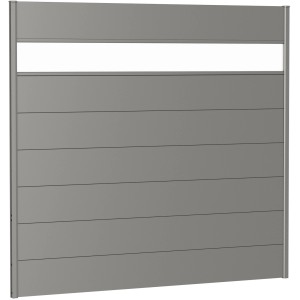 Biohort Wandpaneel Sichtschutz in Quarzgrau-Metallic mit Acrylglas, 200x180 cm.