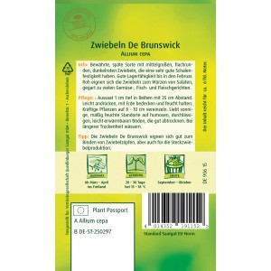 Samentüte Quedlinburger Zwiebel De Brunswick, rote Zwiebelsorte für Freilandanbau.