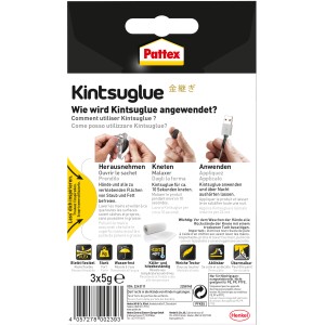Pattex Knetkleber Kintsuglue Schwarz, flexible Reparaturknete im 15g-Beutel.