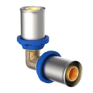 Kirchhoff MS-Winkel 90° Pressfitting, 16 mm, für Mehrschichtverbundrohr-Systeme.