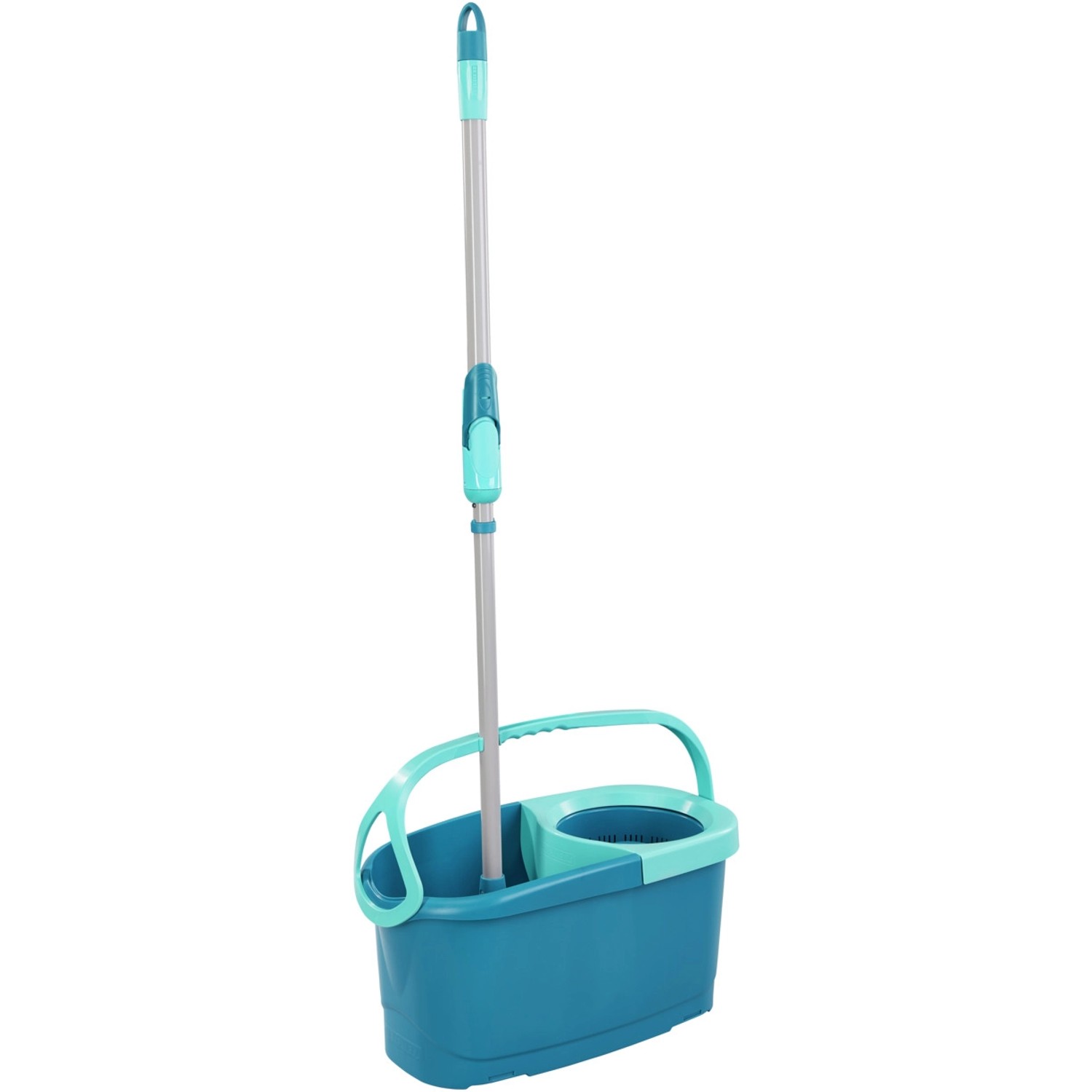 Leifheit Clean Twist Disc Mop Ergo Set mit blauem Eimer und Wischmop.