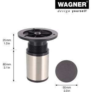 Wagner Möbelfuß, Ø 5 cm, höhenverstellbar, Edelstahl-Optik. Möbelbein für individuelle Möbel.