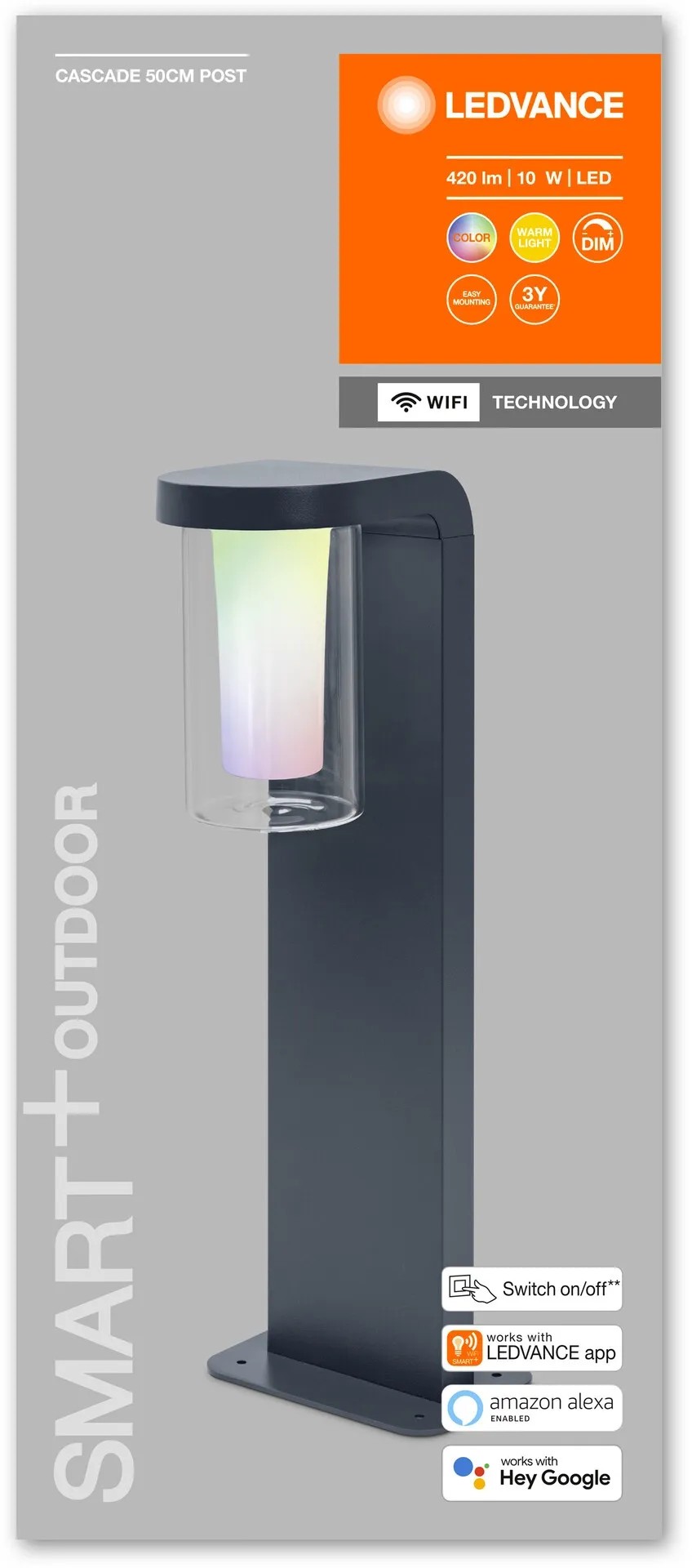 LEDVANCE SMART+ WiFi Wandleuchte RGBW – Dimmbare Außenleuchte, 10W, IP44, Aluminium | Smarte Steuerung Per App, Alexa, Google