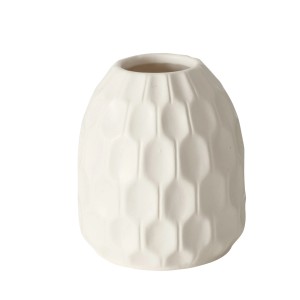 Weiße Boltze Home Vase Simona, Ø 9 cm, mit geometrischem Relief.
