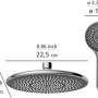 Wenko Duschsystem Watersaving Chrom: Regendusche und Handbrause mit Maßangaben.