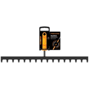 Fiskars OneClick Rechen mit 16 Zinken, orange-schwarz, für Kombisysteme.