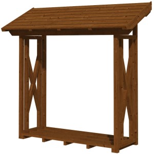 Skan Holz Holzunterstand Paul 1, Nussbaum, 240x88 cm. Kaminholzregal aus Douglasienholz mit Dach.