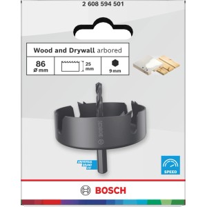 Bosch Lochsäge Wood and Drywall mit Aufsteckhalter Ø 86 mm x 27 mm Grau