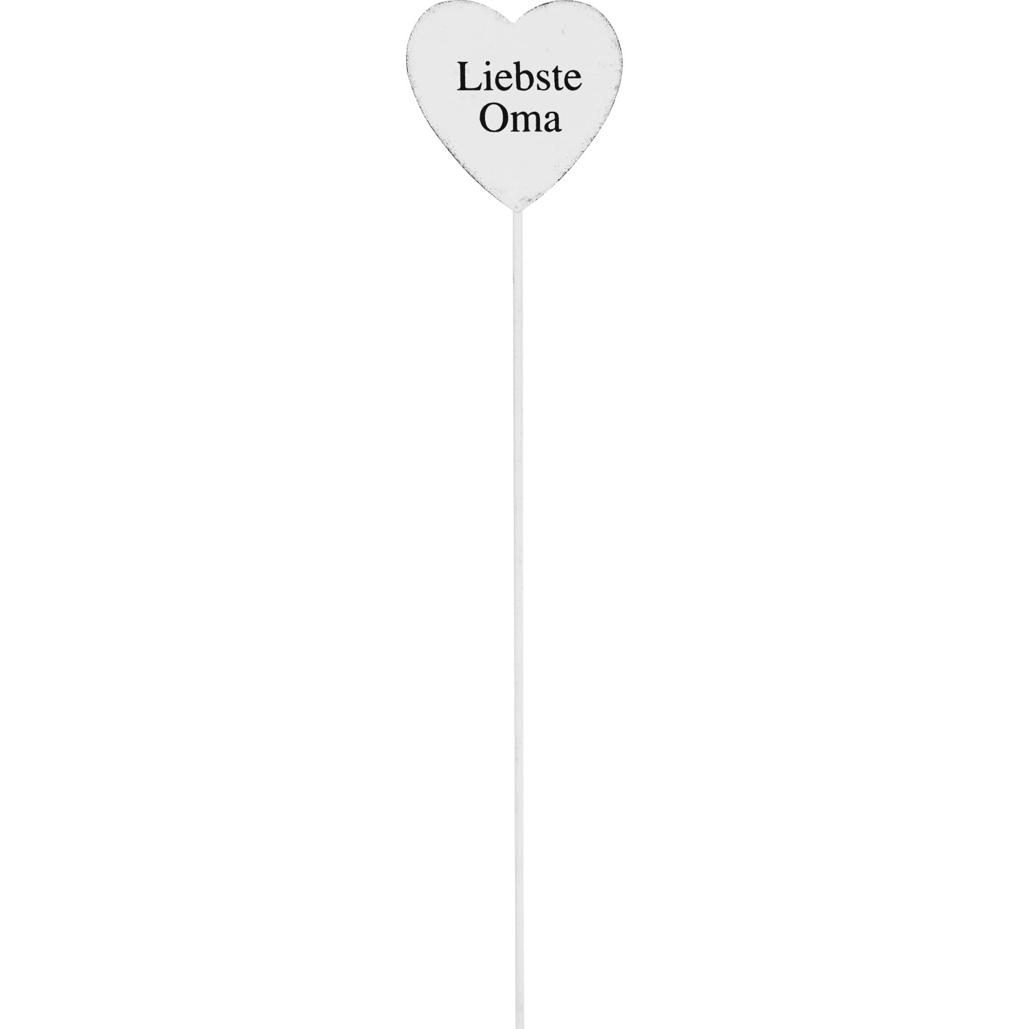 Antikweißer Gartenstecker Herz mit "Liebste Oma" Schriftzug, 35cm, Gartendekoration.