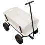 Weißer Sunny Bollerwagen Billy Beach Wagon mit schwarzen Luftreifen und Griff.