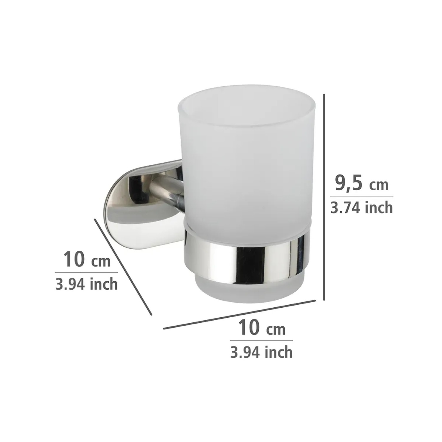 Wenko Zahnputzbecherhalter Uno Orea Shine aus Edelstahl mit satiniertem Glas.