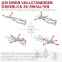 Anleitung zur Formgebung des HOMCOM Weihnachtsbaums. Vier Schritte zeigen, wie man die Kunststoff-Zweige für eine volle Weihnachtsdekoration ausbreitet.