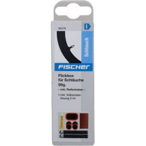 Fischer Flickbox für Schläuche, 9-teilig, mit Flicken, Vulkanisierlösung und Reifenheber.