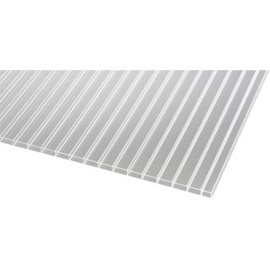 Transparente Acryl Stegdoppelplatte (16 mm) für Kunststoffbedachung, 200x98 cm.