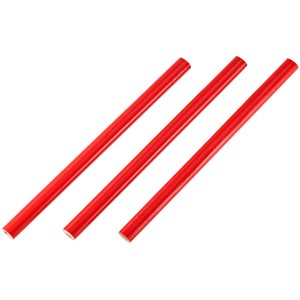 Set aus drei roten Zimmermannsbleistiften, 18 cm lang, zum Anzeichnen auf Holz.
