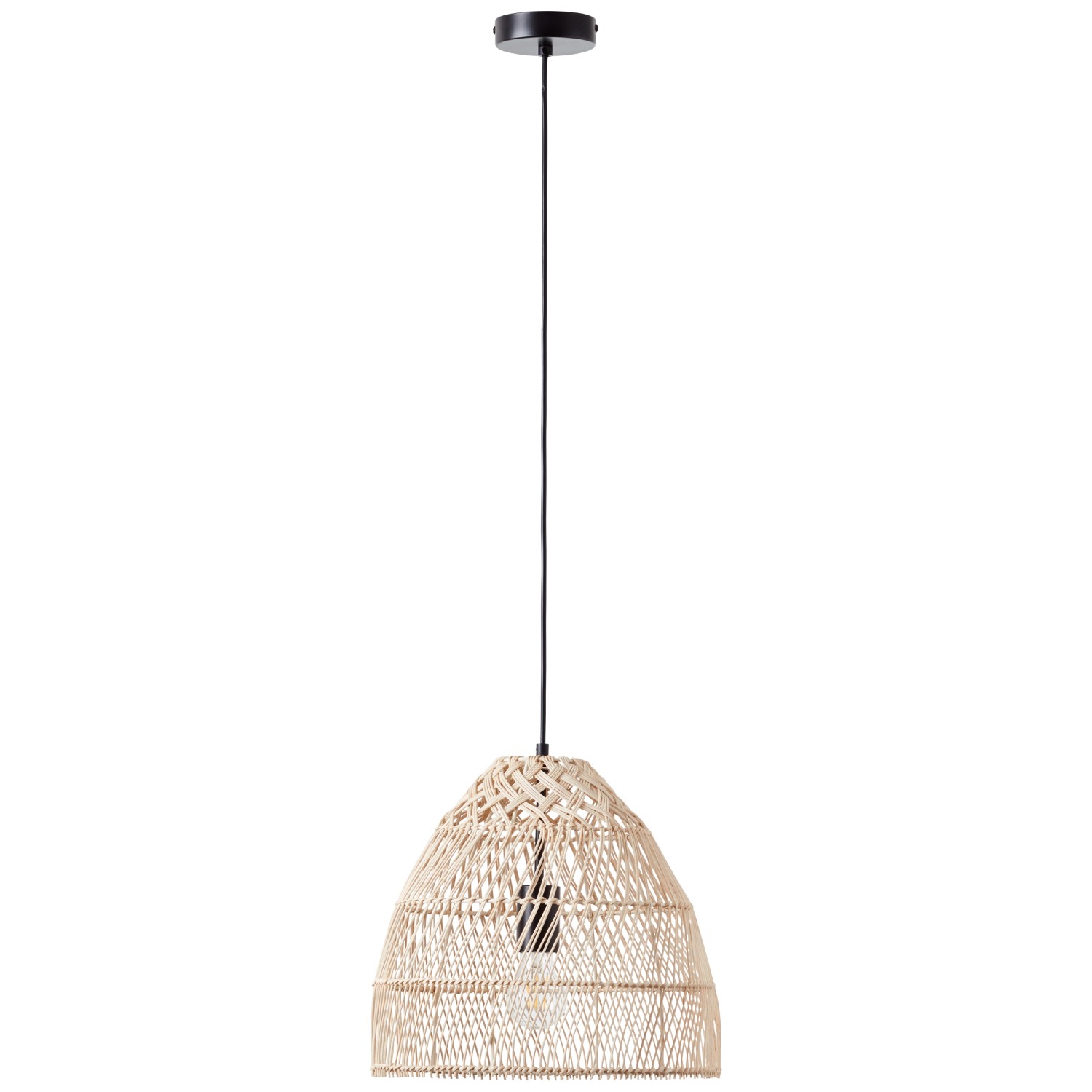Brilliant Pendelleuchte Minster aus Rattan und Textil, Rattanfarben.