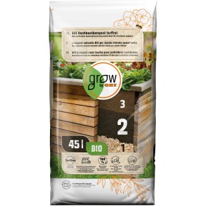 Sack GROW by OBI BIO Hochbeetkompost, 45l, torffrei für gesundes Pflanzenwachstum.