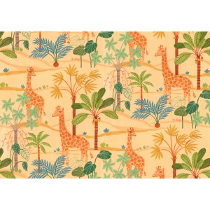 Komar Vliesfototapete mit Giraffen und Palmen, 400x280 cm. Dekorative Wandgestaltung für Kinderzimmer.