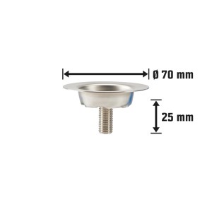 Ventilsieb mit Schraube für Ablaufgarnitur, Metall, Durchmesser 70mm.