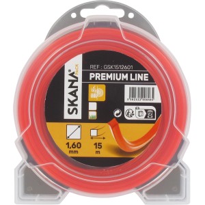 Skana Premium Mähfaden, 4-Kant, Ø 1,6 mm, 15 m, rot, für Rasentrimmer und Sensen.