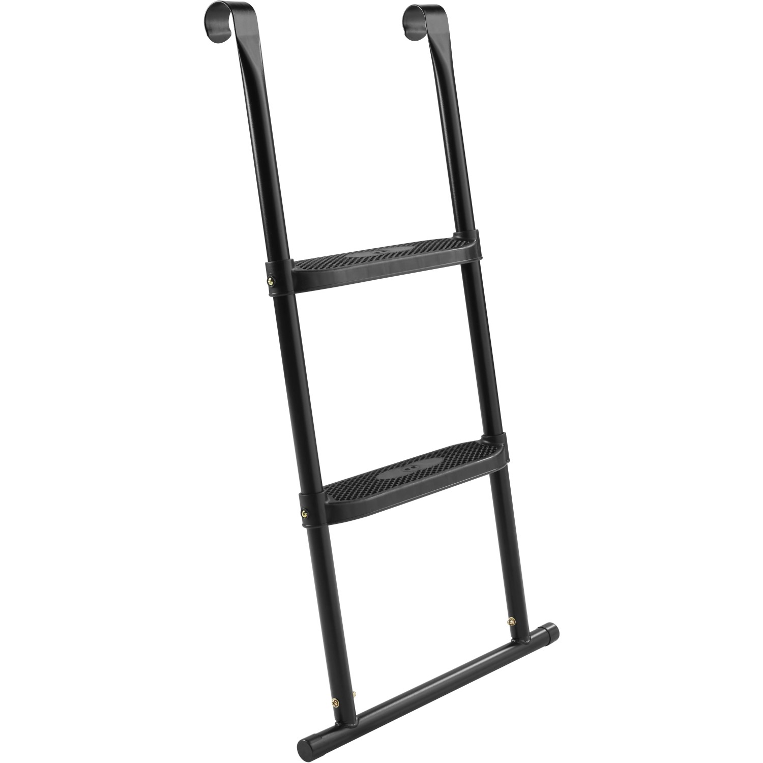 Leiter für Salta Trampolin First Class, schwarz, mit zwei Stufen und Haken zur Befestigung.