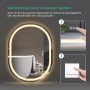 Ovaler Emke Badspiegel 80x60 cm mit LED-Beleuchtung, Touch- & Wandschalter-Steuerung. Beschlagfrei, 3 dimmbare Lichtfarben.