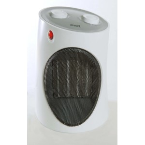 Weißer Keramikheizer Ceramic C 120 TLS mit Thermostat und schwarzem Gitter.