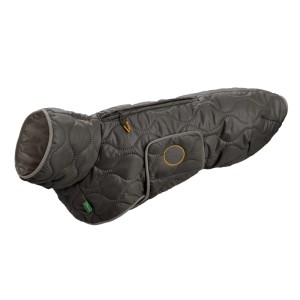 Anthrazitfarbener Hunter Hundemantel Lundby (60 cm) mit Steppung und hohem Kragen.