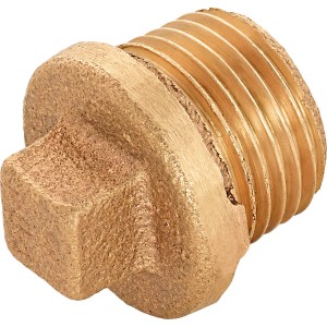 Gewinde-Stopfen aus Rotguss, 21 mm (R 1/2) zum Verschließen von Gewindefittings.