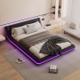 okwish Bodenbett 140x200cm mit LED Beleuchtung Schlafzimmer Schwarz ohne Matratze_2