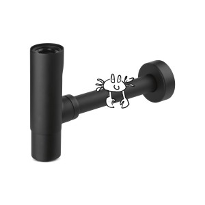 Schwarzer, matter Design-Siphon DS-3420 von baliv für Waschbecken.