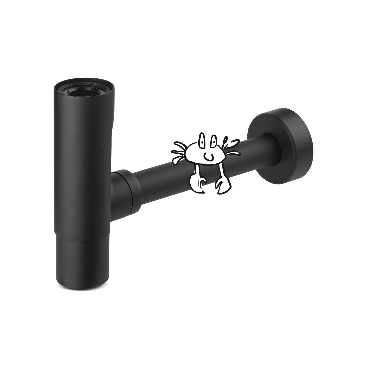 Schwarzer, matter Design-Siphon DS-3420 von baliv für Waschbecken.