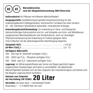Informationen zur GROW by OBI Blumenerde (20 l): Zusammensetzung, Anwendung und Herstellerangaben.