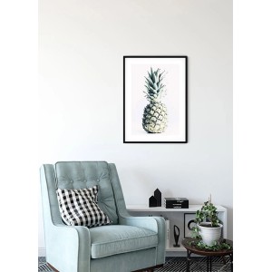 Komar Wandbild Pineapple, 30x40 cm, Ananas-Motiv im schwarzen Rahmen.