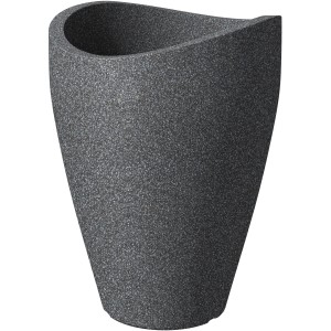 Scheurich Pflanzsäule Wave Globe High, Ø 30 cm, Schwarz-Granit, für Innen- & Außenbereich.