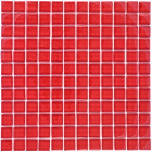 Rote Glas Mosaikmatte, 30x30 cm, für Wand- und Bodengestaltung.