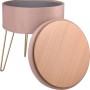 Rosa Sitzhocker Blush Bordeaux mit Stauraum, Samtbezug und goldenem Metallgestell.