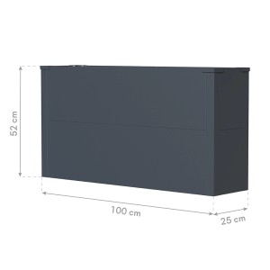 Anthrazitfarbener Westmann Pflanzkübel Talus L (25x100x52cm) aus Metall mit Maßangaben.