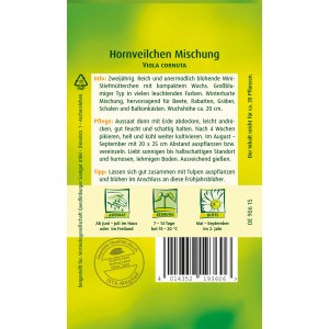 Samentüte Quedlinburger Hornveilchen 'Mischung' für farbenfrohe Beete und Balkonkästen.