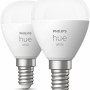 Philips Hue Luster Doppelpack: Zwei E14 Leuchtmittel mit warmweißem Licht.