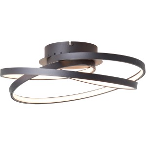 Moderne LED-Deckenleuchte Labyrinth, 40 cm, schwarz, mit ineinandergreifenden Kreisen für Wohnzimmer, Schlafzimmer oder Küche.